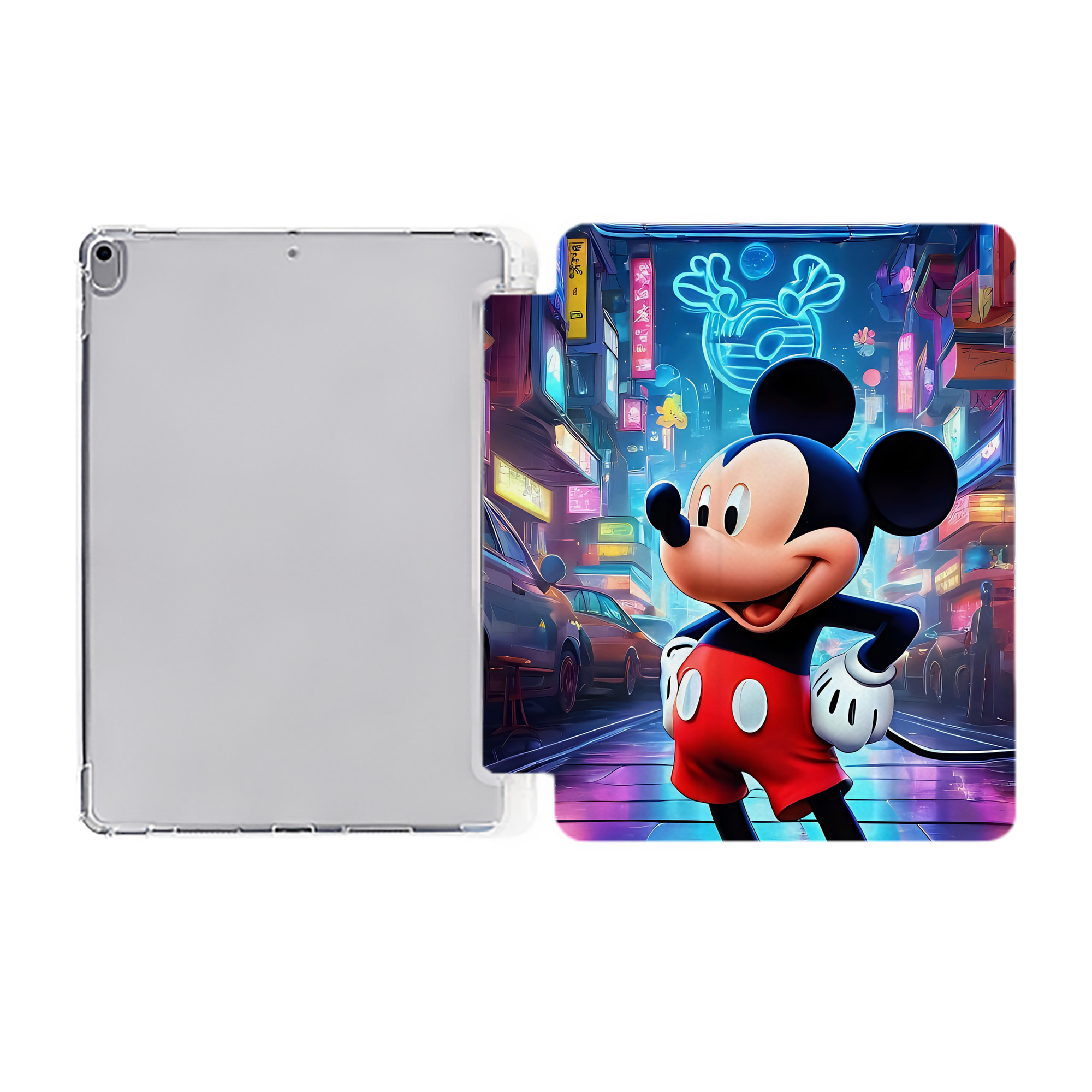 ミッキーマウス Mickey Mouse IPad ケース ペン収納付き 三つ折りスタンド PUレザー×シリコン 対応機種9.5/10.5/10.9インチ